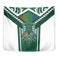 Hawaii Warriors Football Tapestry Rainbow Kakau Pattern Green LT05 - Polynesian Pride