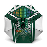 Hawaii Warriors Football Umbrella Rainbow Kakau Pattern Green LT05 One Size Folded 11.42 inch Opened Diameter 37.4 inch Green - Polynesian Pride