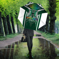 Hawaii Warriors Football Umbrella Rainbow Kakau Pattern Green LT05 - Polynesian Pride