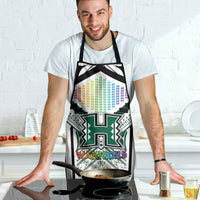 Hawaii Warriors Football Apron Rainbow Kakau Pattern White LT05 - Polynesian Pride