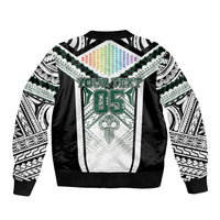 Custom Hawaii Warriors Football Bomber Jacket Rainbow Kakau Pattern White LT05 - Polynesian Pride