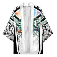 Custom Hawaii Warriors Football Kimono Rainbow Kakau Pattern White LT05 Unisex White - Polynesian Pride