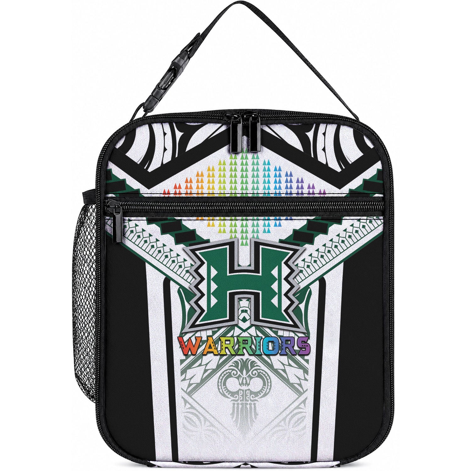 Hawaii Warriors Football Lunch Bag Rainbow Kakau Pattern White LT05 10.2 × 8.3 × 4.3 inch White - Polynesian Pride
