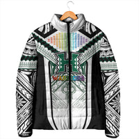 Custom Hawaii Warriors Football Padded Jacket Rainbow Kakau Pattern White LT05 - Polynesian Pride