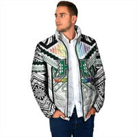 Custom Hawaii Warriors Football Padded Jacket Rainbow Kakau Pattern White LT05 - Polynesian Pride