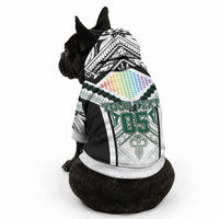 Custom Hawaii Warriors Football Pet Hoodie Rainbow Kakau Pattern White LT05 - Polynesian Pride