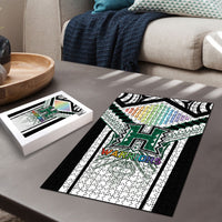 Hawaii Warriors Football Puzzle Rainbow Kakau Pattern White LT05 - Polynesian Pride