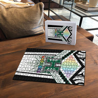 Hawaii Warriors Football Puzzle Rainbow Kakau Pattern White LT05 - Polynesian Pride