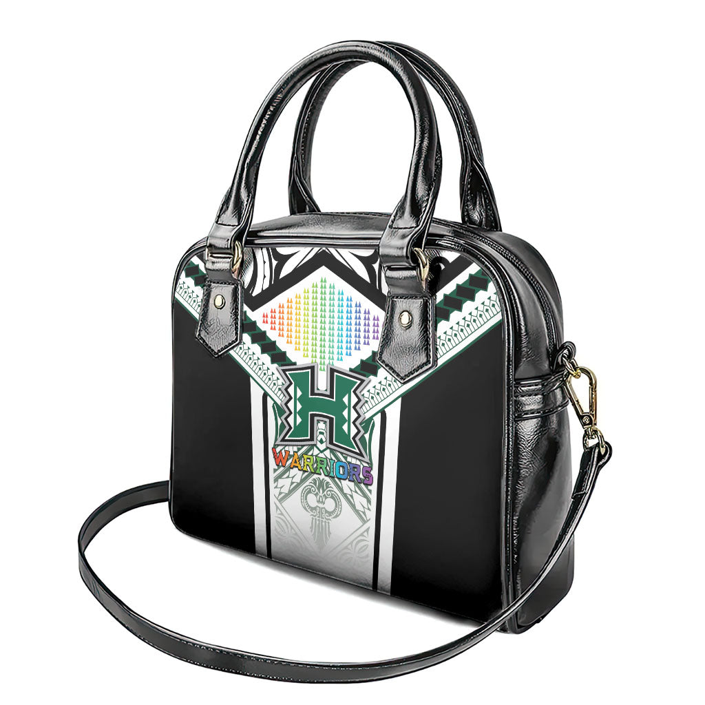 Hawaii Warriors Football Shoulder Handbag Rainbow Kakau Pattern White LT05 - Polynesian Pride