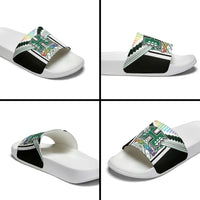 Hawaii Warriors Football Slide Sandals Rainbow Kakau Pattern White LT05 - Polynesian Pride