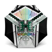 Hawaii Warriors Football Umbrella Rainbow Kakau Pattern White LT05 One Size Folded 11.42 inch Opened Diameter 37.4 inch White - Polynesian Pride