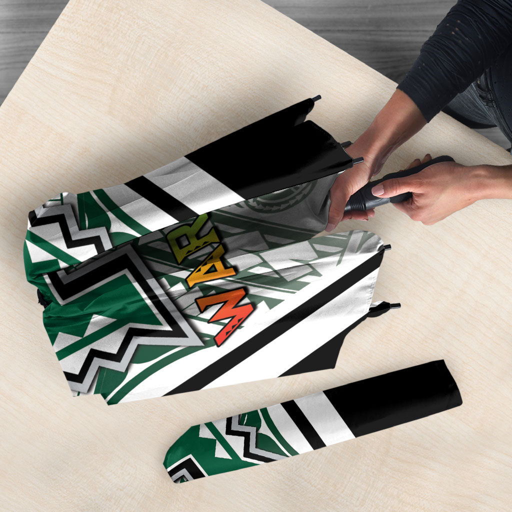 Hawaii Warriors Football Umbrella Rainbow Kakau Pattern White LT05 - Polynesian Pride