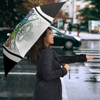 Hawaii Warriors Football Umbrella Rainbow Kakau Pattern White LT05 - Polynesian Pride