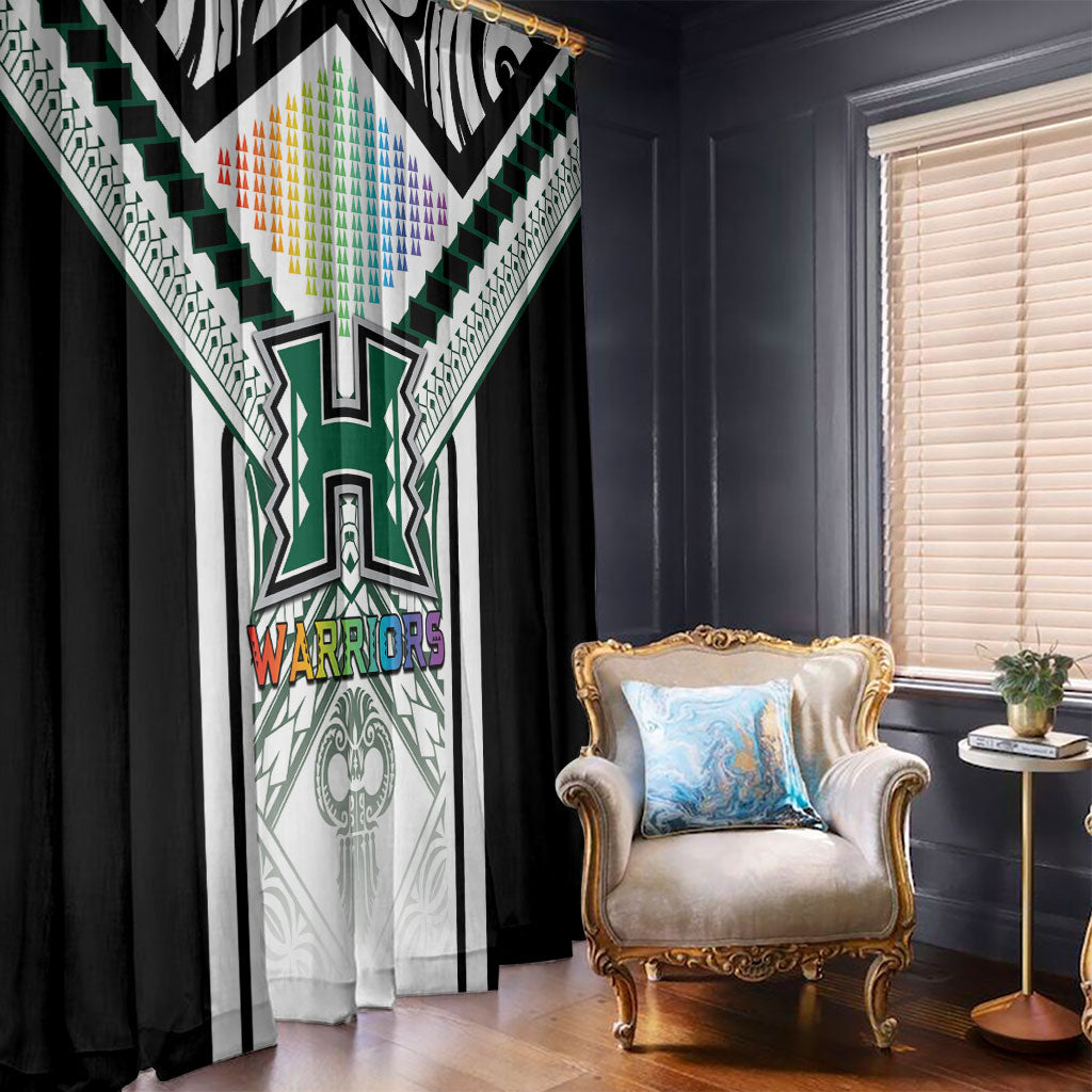 Hawaii Warriors Football Window Curtain Rainbow Kakau Pattern White LT05 - Polynesian Pride