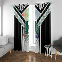 Hawaii Warriors Football Window Curtain Rainbow Kakau Pattern White LT05 With Grommets White - Polynesian Pride