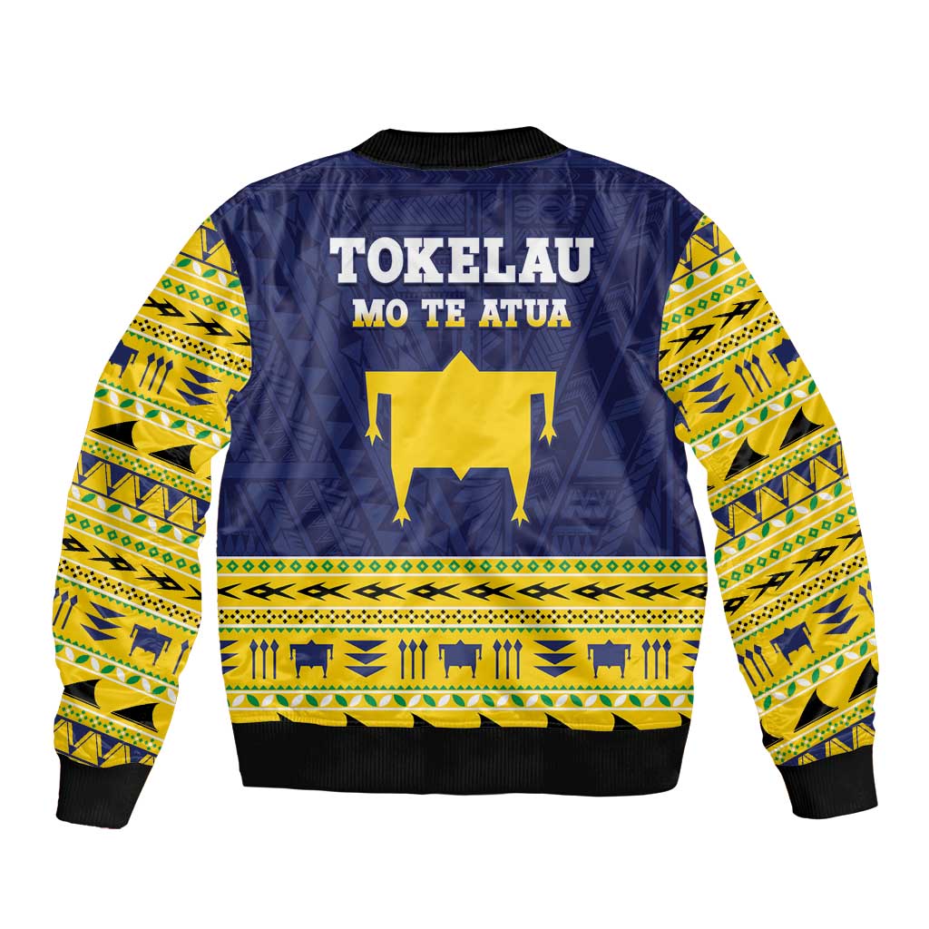 Tokelau Christmas Bomber Jacket Tokelauan Turtle Santa Sleigh