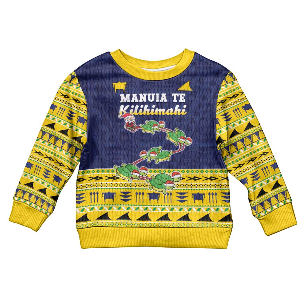 Tokelau Christmas Kid Ugly Christmas Sweater Tokelauan Turtle Santa Sleigh