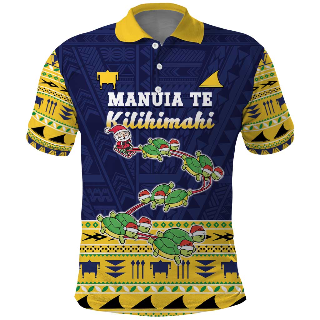 Tokelau Christmas Polo Shirt Tokelauan Turtle Santa Sleigh