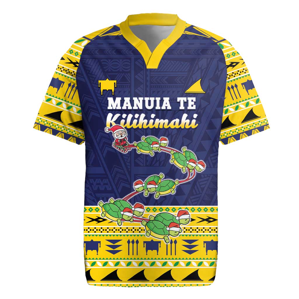 Tokelau Christmas Rugby Jersey Tokelauan Turtle Santa Sleigh