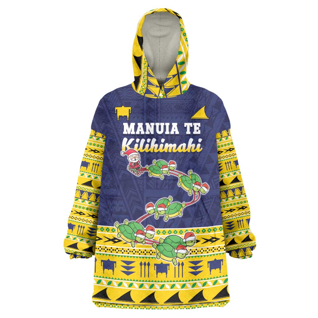 Tokelau Christmas Wearable Blanket Hoodie Tokelauan Turtle Santa Sleigh