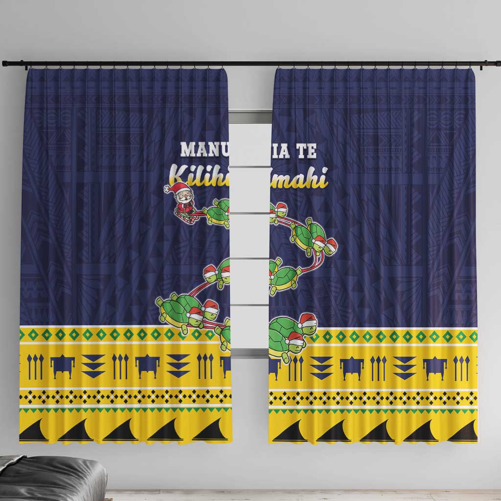 Tokelau Christmas Window Curtain Tokelauan Turtle Santa Sleigh