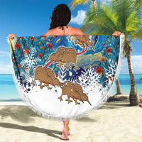 New Zealand Christmas Beach Blanket Kiwis Santa Sleigh Starry Night Style LT05 - Polynesian Pride
