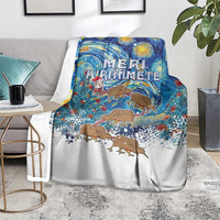 New Zealand Christmas Blanket Kiwis Santa Sleigh Starry Night Style LT05 - Polynesian Pride