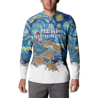 New Zealand Christmas Button Sweatshirt Kiwis Santa Sleigh Starry Night Style LT05 - Polynesian Pride