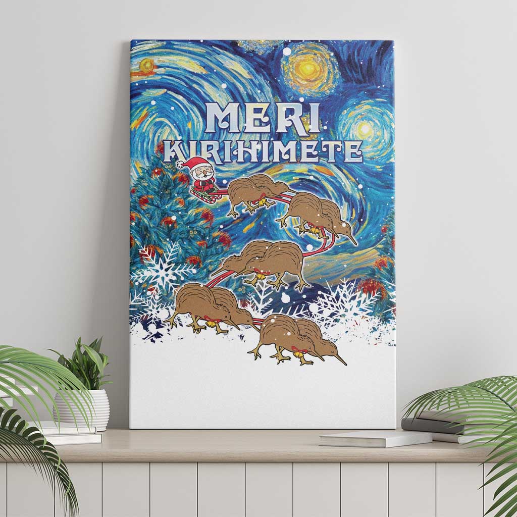 New Zealand Christmas Canvas Wall Art Kiwis Santa Sleigh Starry Night Style LT05 - Polynesian Pride
