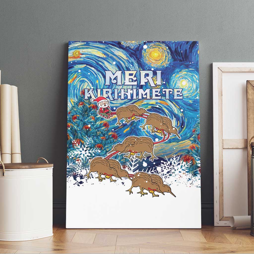 New Zealand Christmas Canvas Wall Art Kiwis Santa Sleigh Starry Night Style LT05 - Polynesian Pride