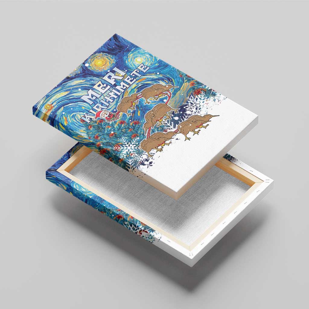New Zealand Christmas Canvas Wall Art Kiwis Santa Sleigh Starry Night Style LT05 - Polynesian Pride