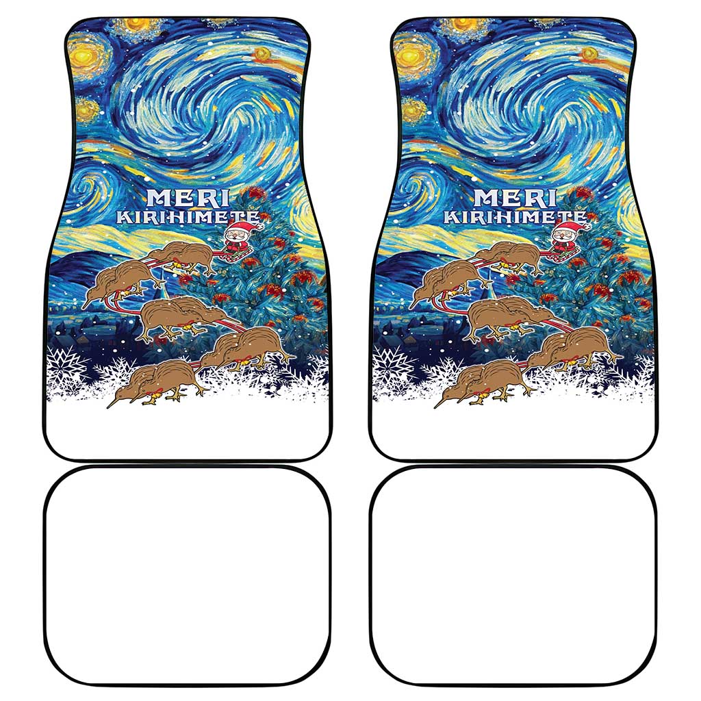 New Zealand Christmas Car Mats Kiwis Santa Sleigh Starry Night Style LT05 - Polynesian Pride