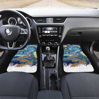 New Zealand Christmas Car Mats Kiwis Santa Sleigh Starry Night Style LT05 Set 2pcs - Front Blue - Polynesian Pride