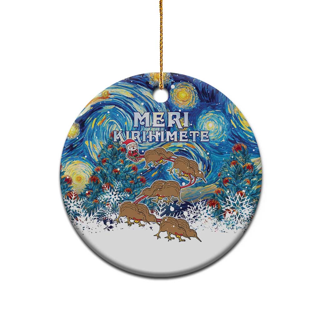 New Zealand Christmas Ceramic Ornament Kiwis Santa Sleigh Starry Night Style LT05 - Polynesian Pride