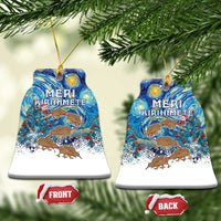 New Zealand Christmas Ceramic Ornament Kiwis Santa Sleigh Starry Night Style LT05 Bell Flake Blue - Polynesian Pride
