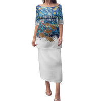 New Zealand Christmas Family Matching Puletasi and Hawaiian Shirt Kiwis Santa Sleigh Starry Night Style