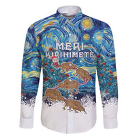 New Zealand Christmas Family Matching Short Sleeve Bodycon Dress and Hawaiian Shirt Kiwis Santa Sleigh Starry Night Style