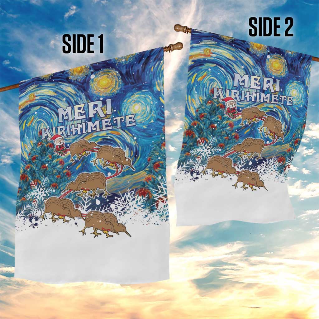 New Zealand Christmas Garden Flag Kiwis Santa Sleigh Starry Night Style LT05 - Polynesian Pride