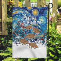 New Zealand Christmas Garden Flag Kiwis Santa Sleigh Starry Night Style LT05 Garden Flag Blue - Polynesian Pride