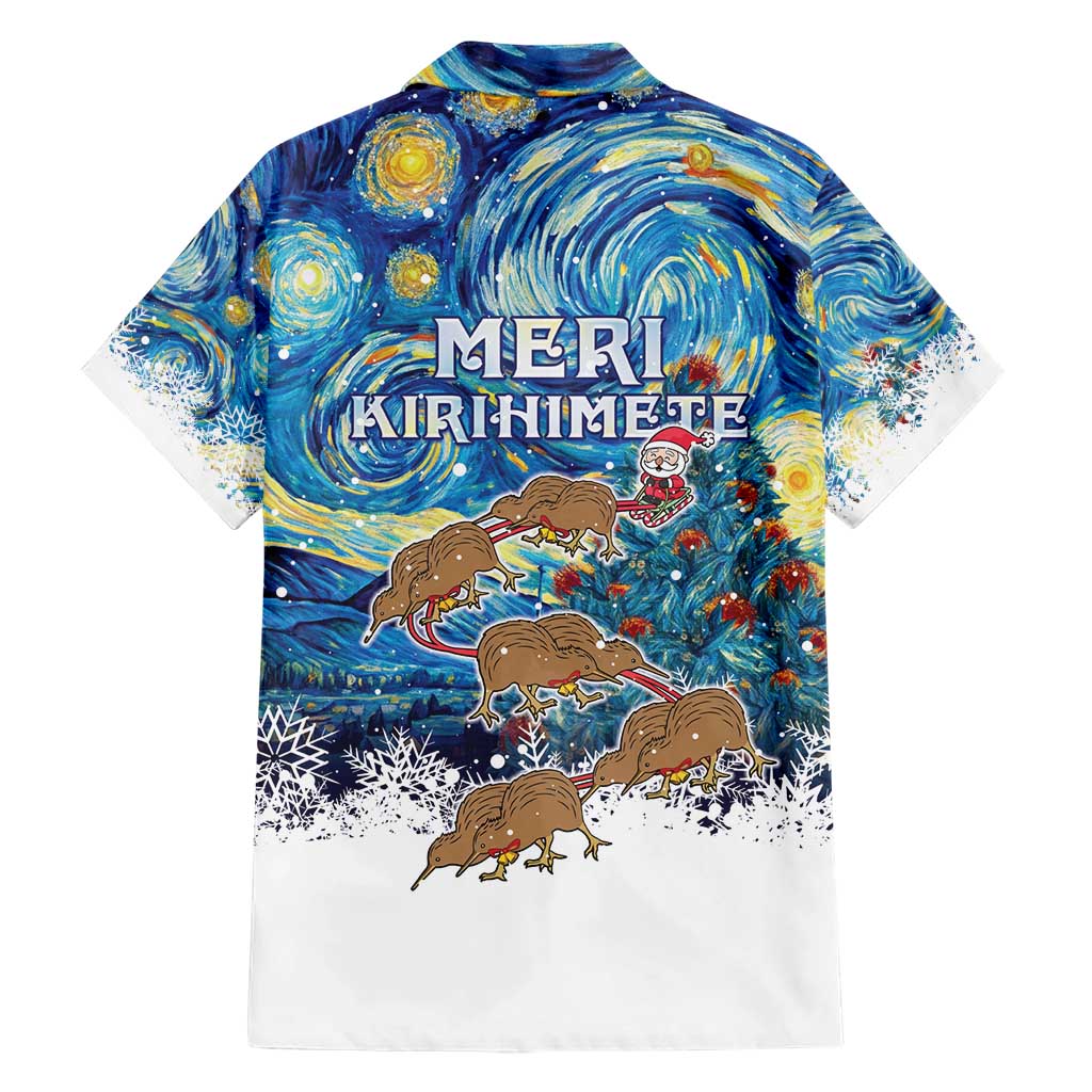 New Zealand Christmas Hawaiian Shirt Kiwis Santa Sleigh Starry Night Style LT05 - Polynesian Pride