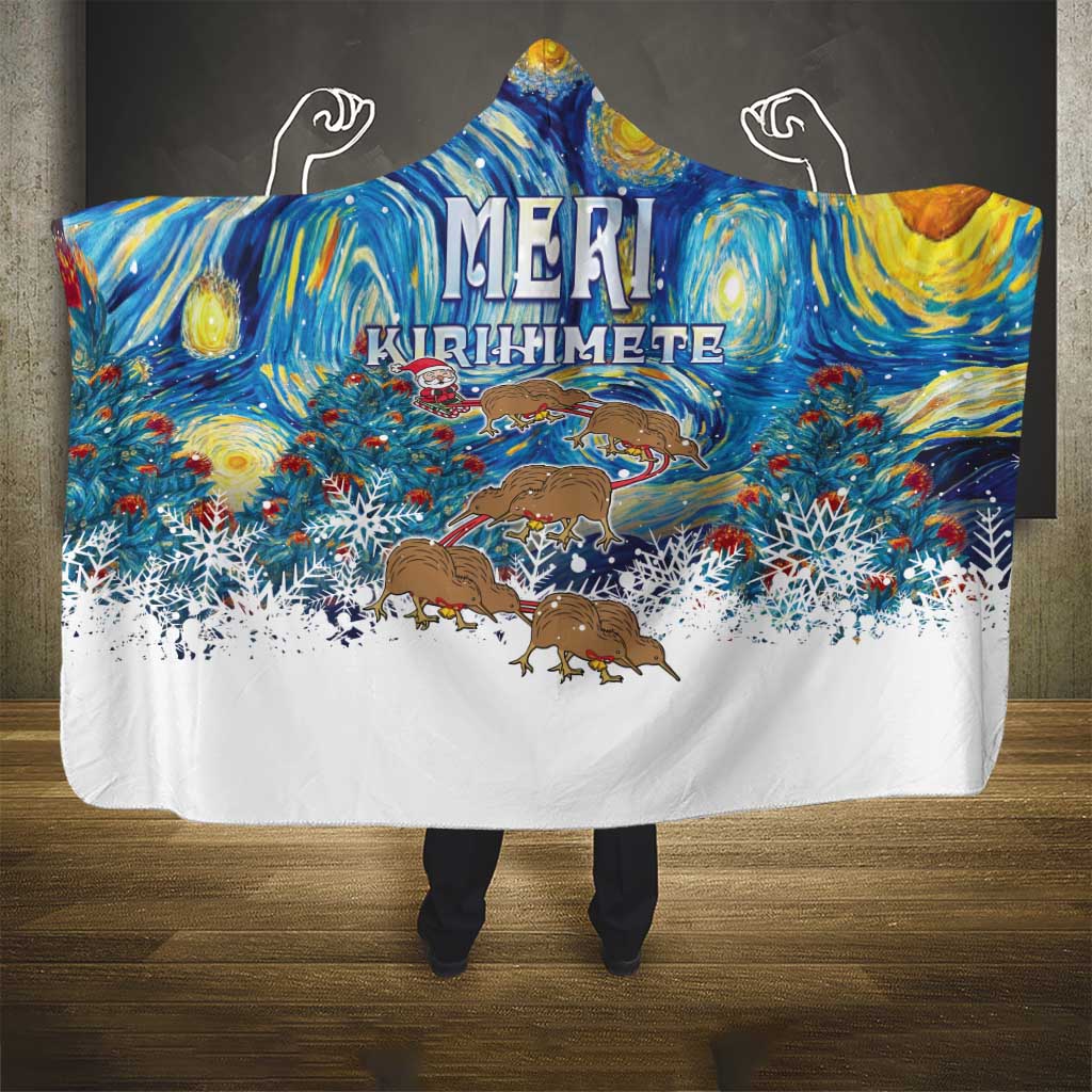 New Zealand Christmas Hooded Blanket Kiwis Santa Sleigh Starry Night Style LT05 - Polynesian Pride