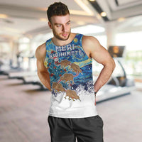 New Zealand Christmas Men Tank Top Kiwis Santa Sleigh Starry Night Style LT05 Blue - Polynesian Pride