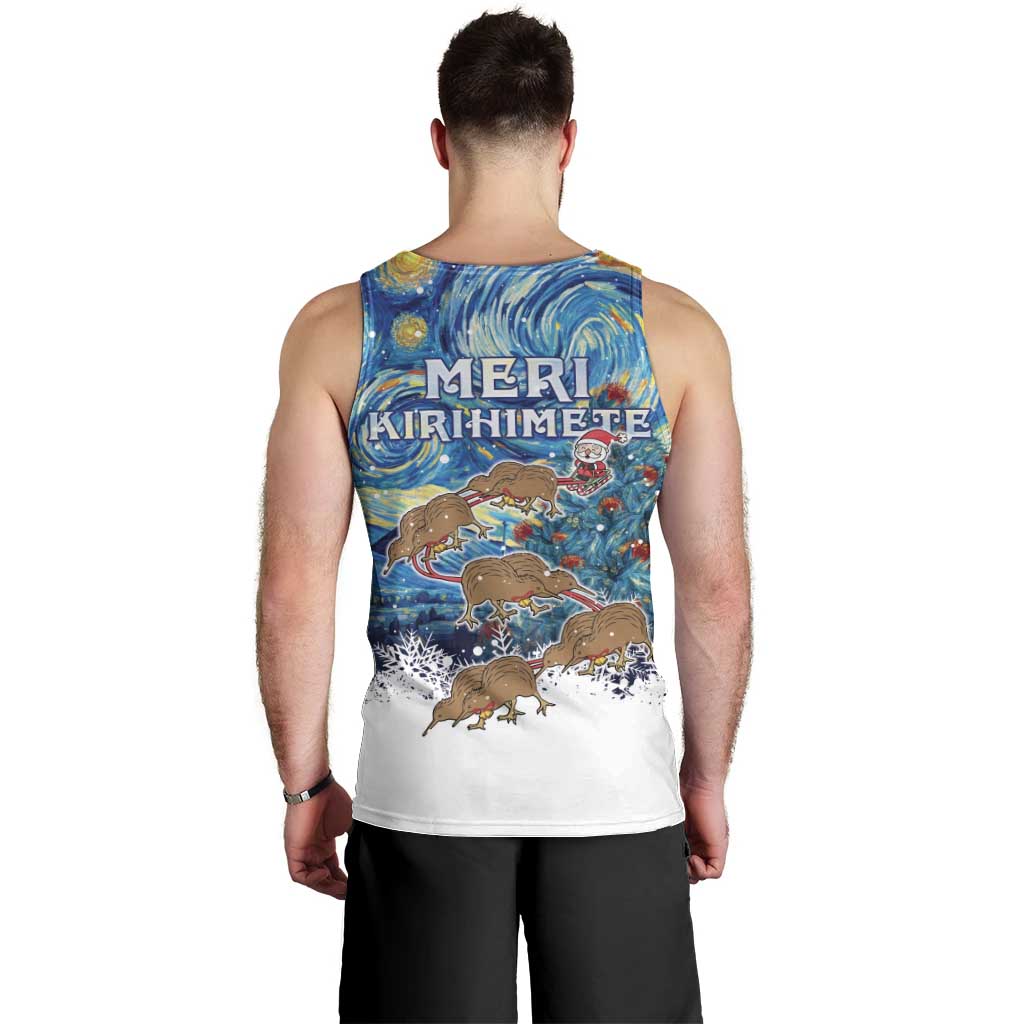New Zealand Christmas Men Tank Top Kiwis Santa Sleigh Starry Night Style LT05 - Polynesian Pride
