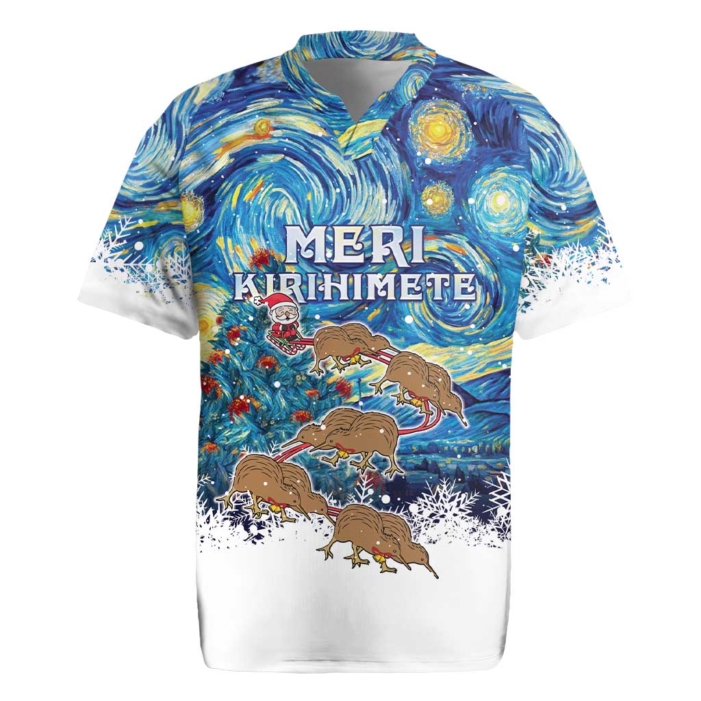 New Zealand Christmas Rugby Jersey Kiwis Santa Sleigh Starry Night Style