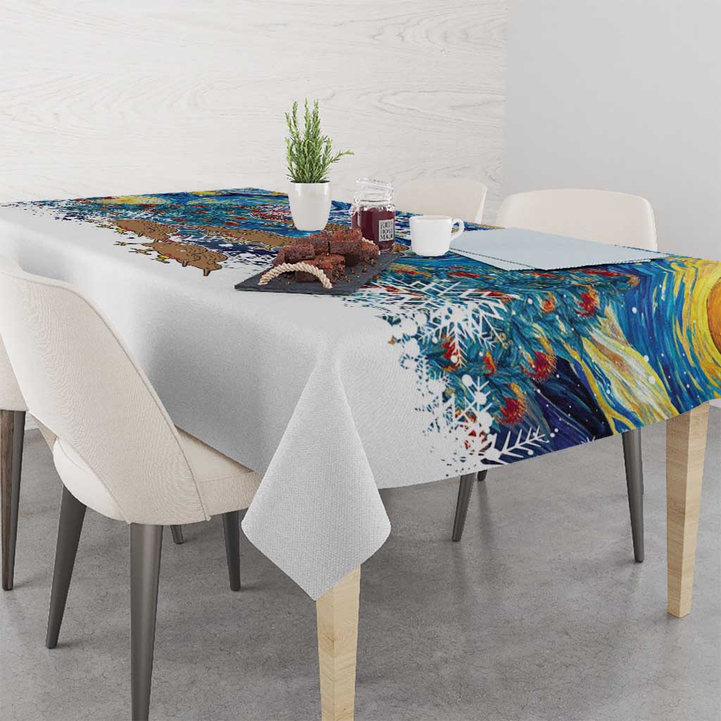 New Zealand Christmas Tablecloth Kiwis Santa Sleigh Starry Night Style LT05 - Polynesian Pride