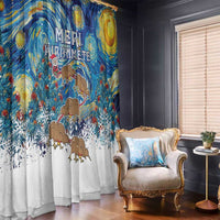 New Zealand Christmas Window Curtain Kiwis Santa Sleigh Starry Night Style LT05 - Polynesian Pride