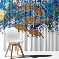 New Zealand Christmas Window Curtain Kiwis Santa Sleigh Starry Night Style LT05 - Polynesian Pride