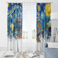 New Zealand Christmas Window Curtain Kiwis Santa Sleigh Starry Night Style LT05 - Polynesian Pride