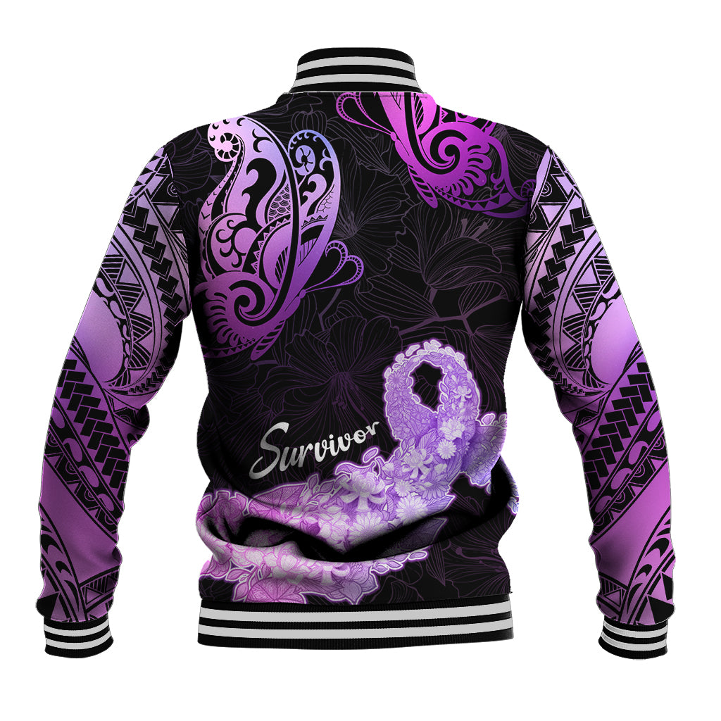 Pancreatic Cancer Awareness Baseball Jacket Keep Calm And Fight On Polynesian Pattern LT05 - Polynesian Pride