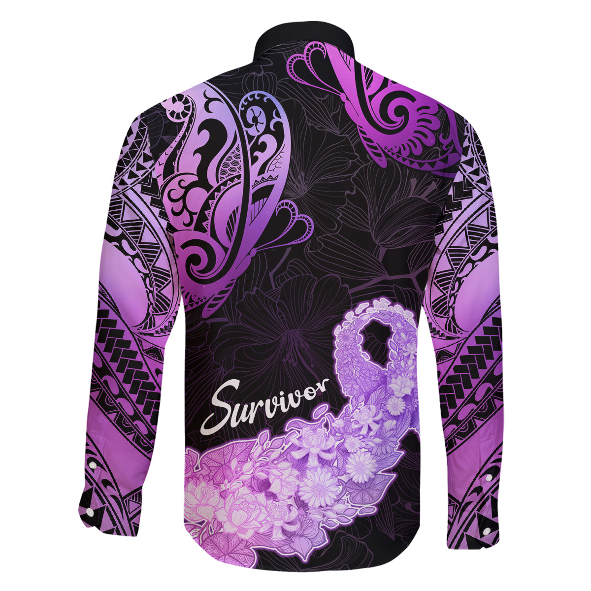 Pancreatic Cancer Awareness Family Matching Long Sleeve Bodycon Dress and Hawaiian Shirt Keep Calm And Fight On Polynesian Pattern LT05 - Polynesian Pride